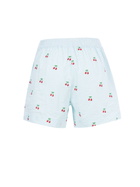 MC2 Saint Barth Woman Seersucker Striped Pull Up Shorts Meave With Cherry Patches
