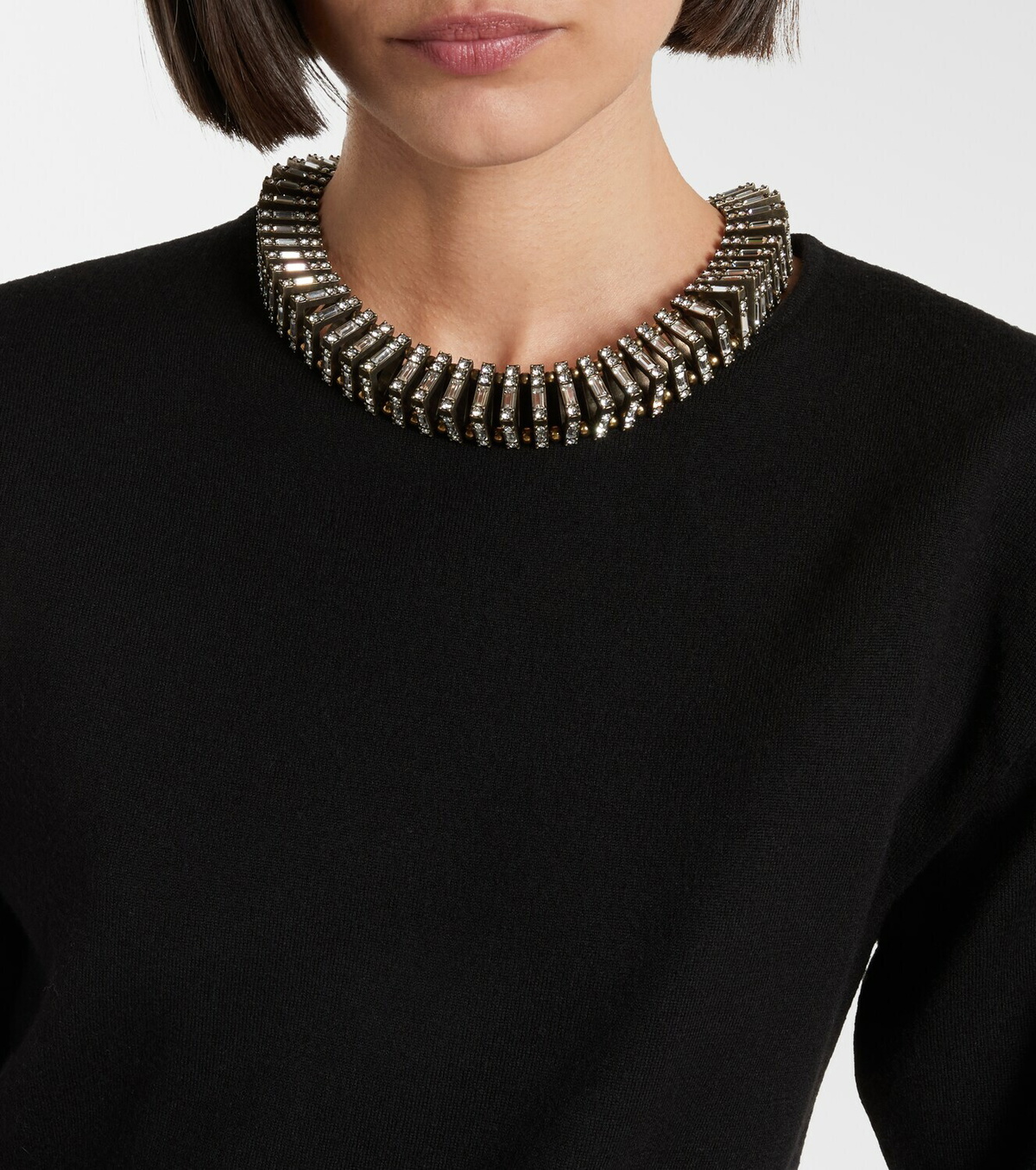 Saint Laurent Pyramid crystal-embellished chain necklace