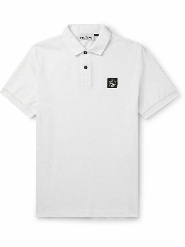 Photo: Stone Island - Logo-Appliquéd Stretch-Cotton Piqué Polo Shirt - White