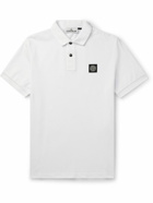 Stone Island - Logo-Appliquéd Stretch-Cotton Piqué Polo Shirt - White