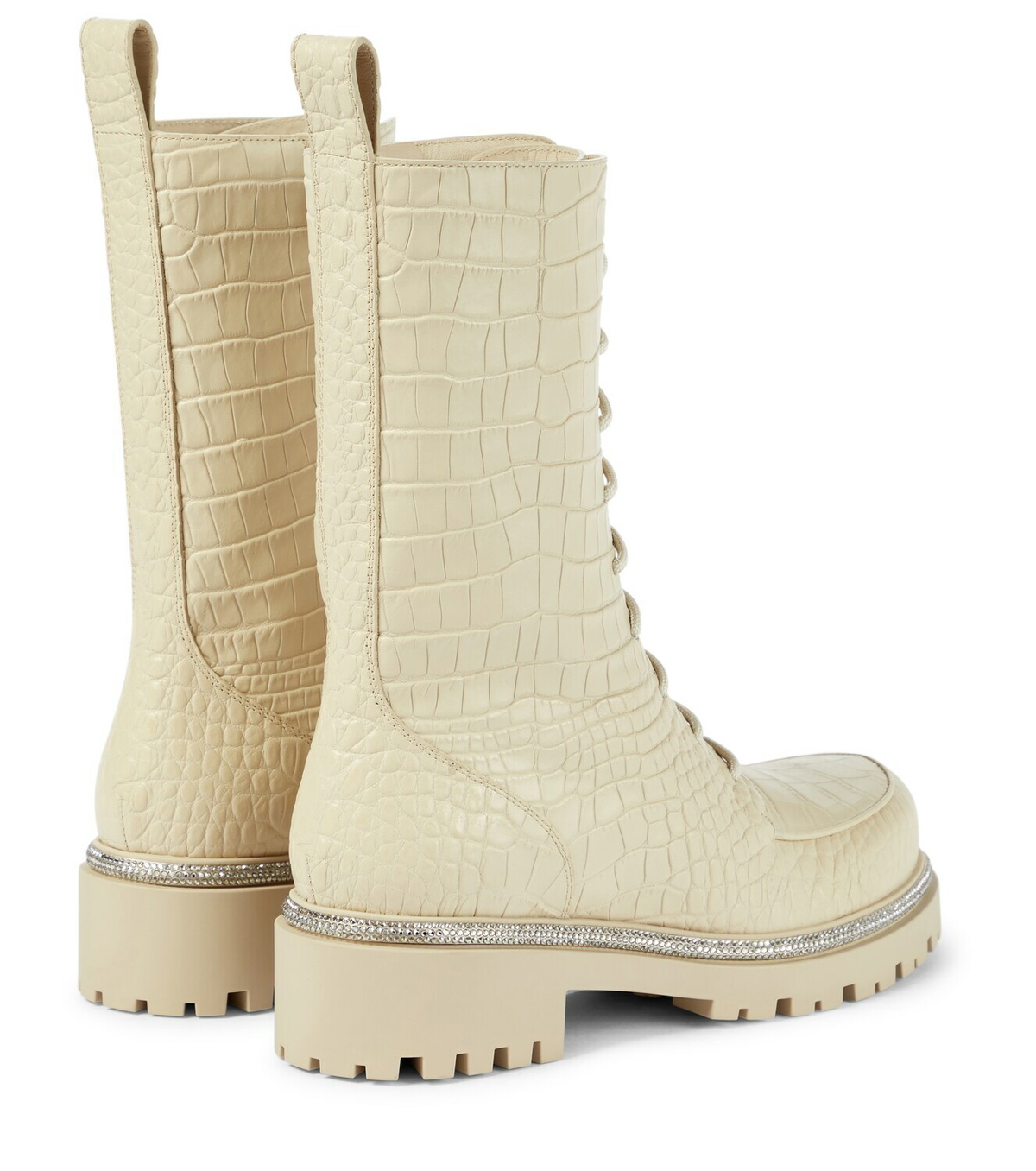 Rene Caovilla Croc-effect leather combat boots