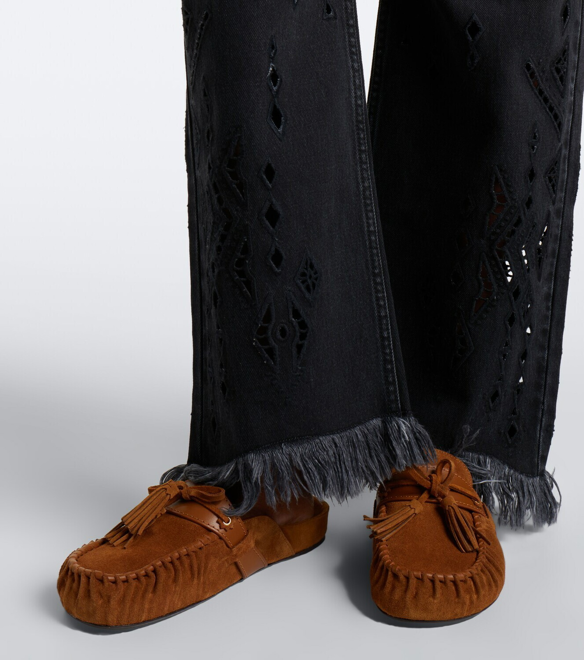 Isabel Marant Malvin leather-trimmed suede mules