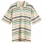 Adidas x Wales Bonner Knit Polo Shirt in White/Green/Bluebird/Night Indigo