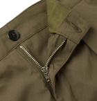 Monitaly - Tapered Pleated Cotton-Sateen Trousers - Men - Army green