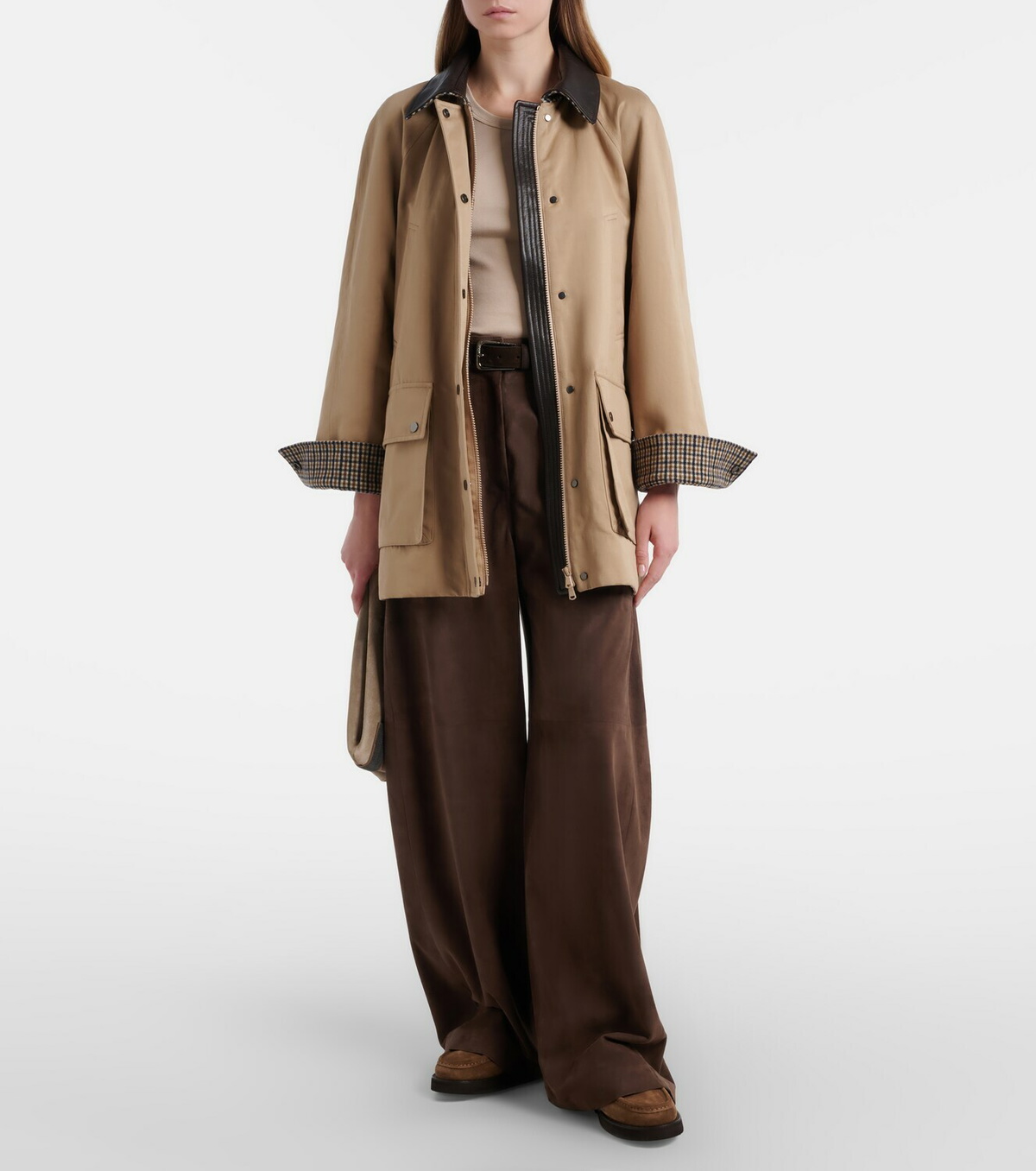 Brunello Cucinelli Leather-trimmed cotton and linen jacket