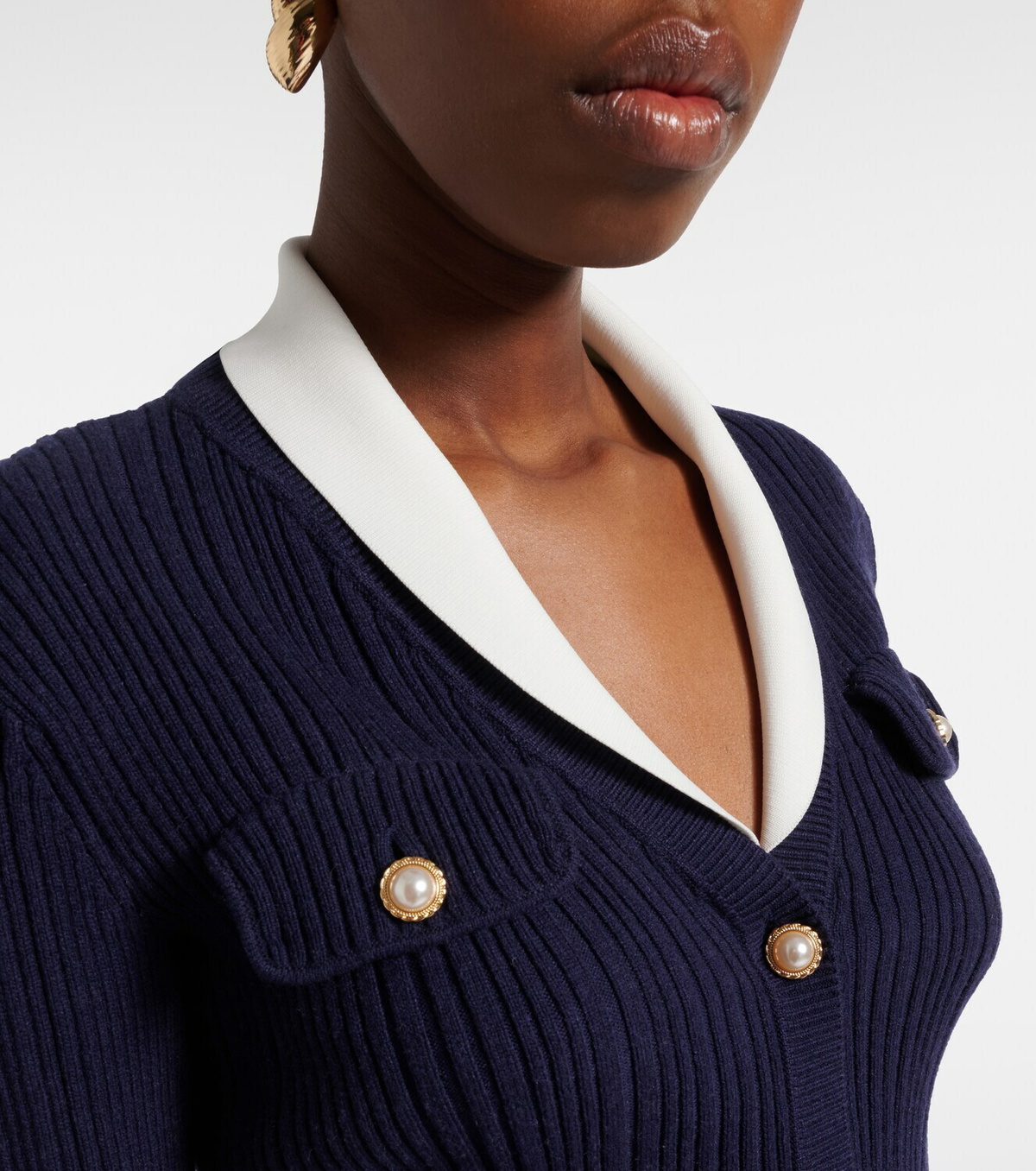 Self-Portrait Belted ribbed-knit cardigan