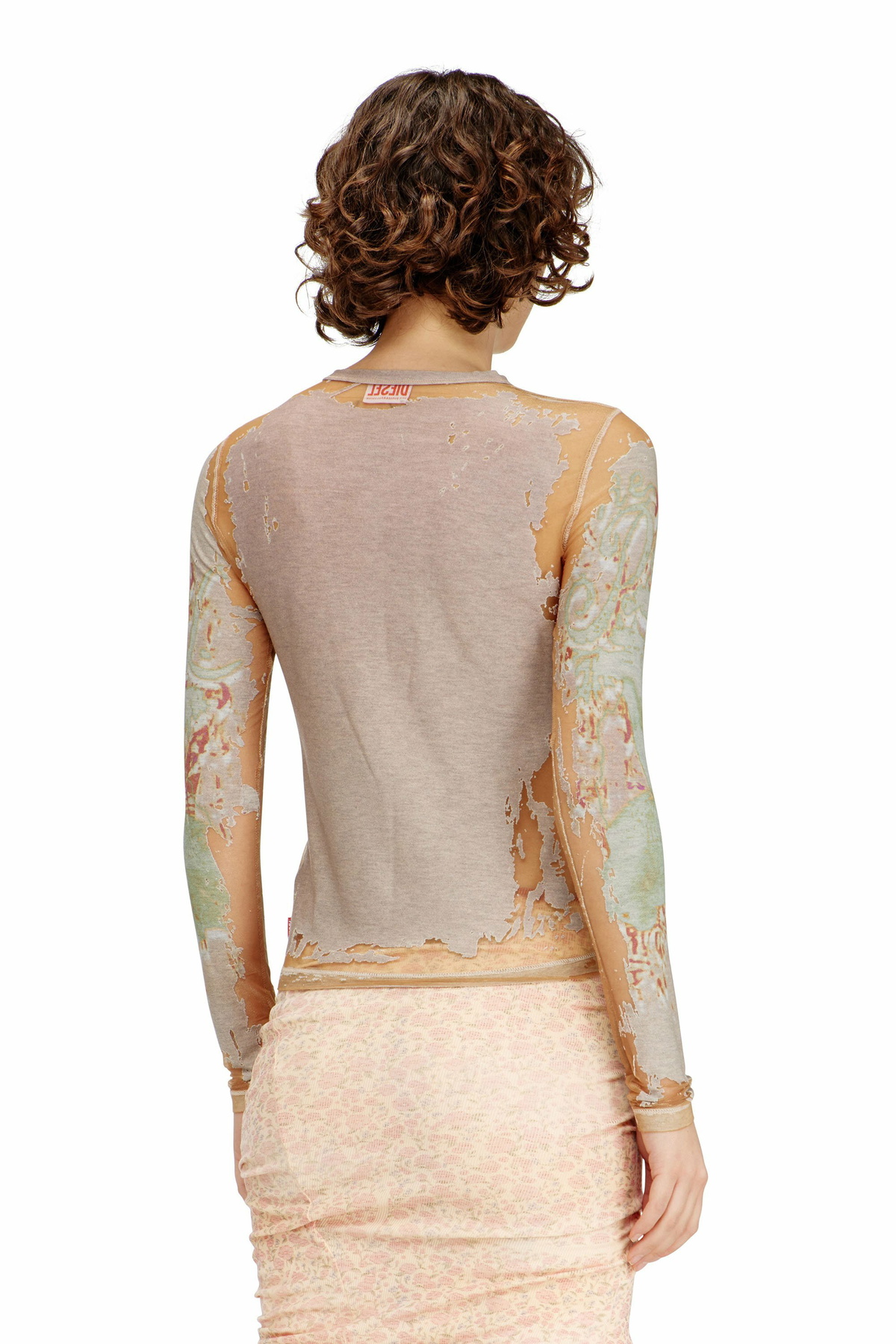 Diesel Cardigan top in printed devoré jersey - Tops Womens in Brown