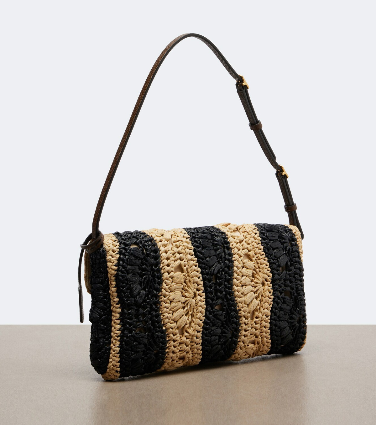 Valentino Garavani DeVain Small raffia-effect shoulder bag