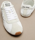 Miu Miu Plume suede-trimmed sneakers