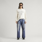 END. Worn Established LS T-shirt in Smoke White
