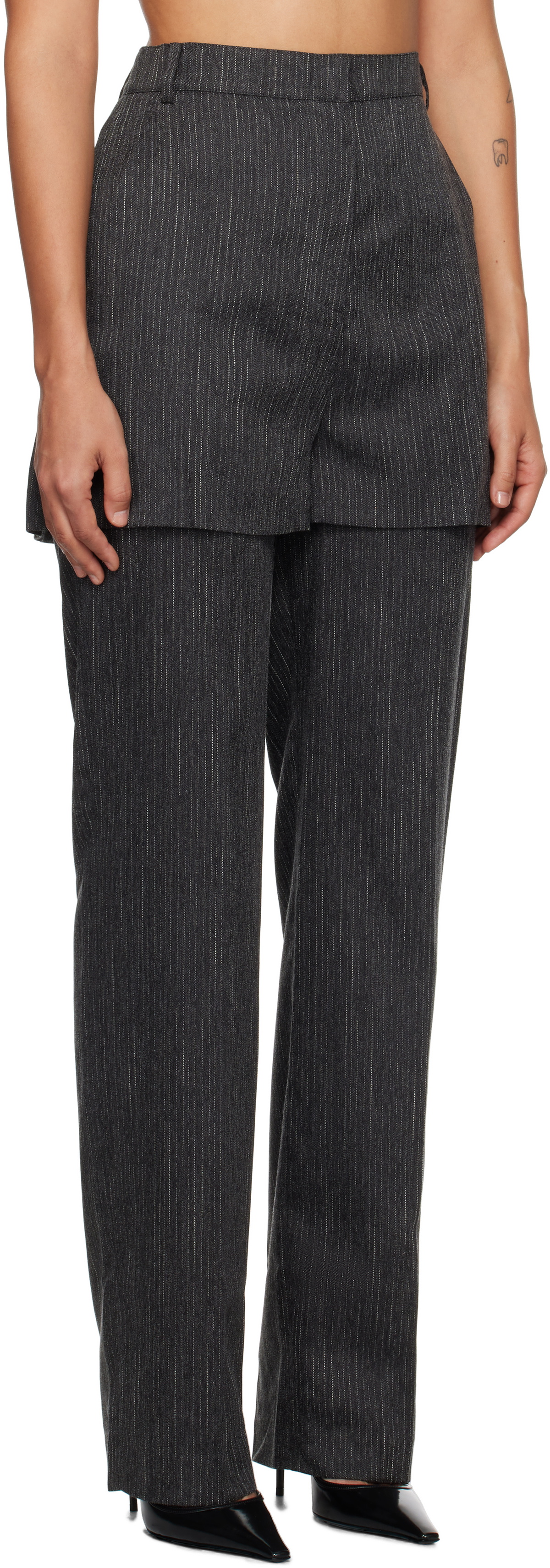 Pushbutton Gray Shorts Layered Trousers