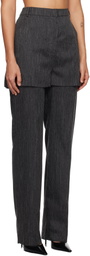 Pushbutton Gray Shorts Layered Trousers