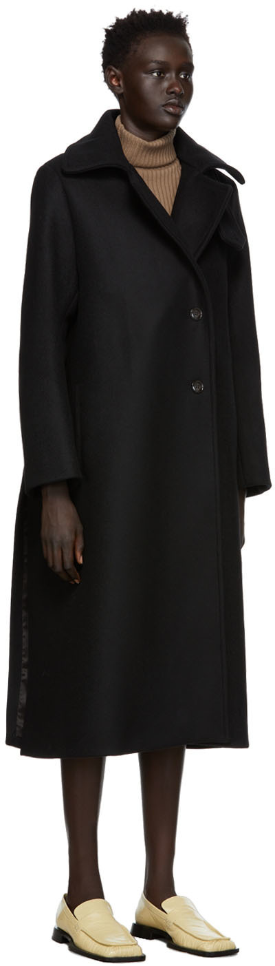 Totême Black Stand Collar Long Coat Toteme