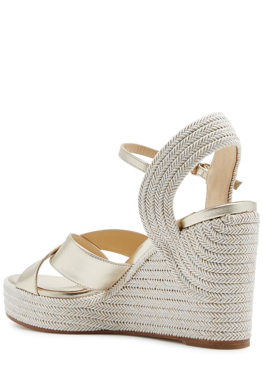 Jimmy Choo Dellena 100 Metallic Espadrille Wedge Sandals