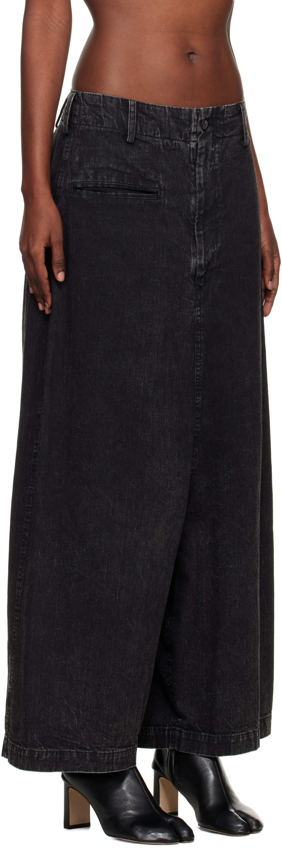 YOHJI YAMAMOTO Black Backside Flared Wide Jeans