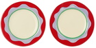 Laetitia Rouget Green & Red Wavy Dessert Plate Set