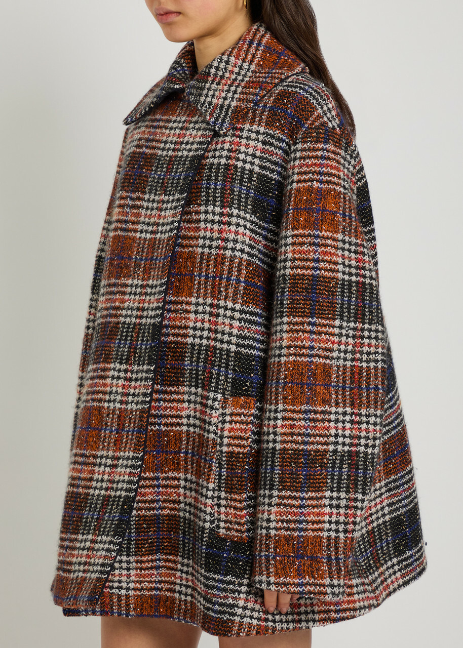 Missoni Double-breasted Tartan Wool-blend Peacoat Red