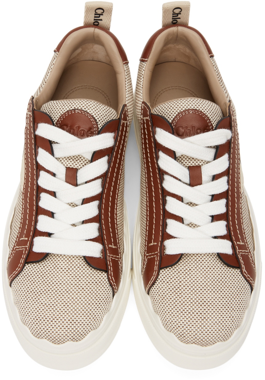 Chloé Beige & Burgundy Woody Sneakers Chloe