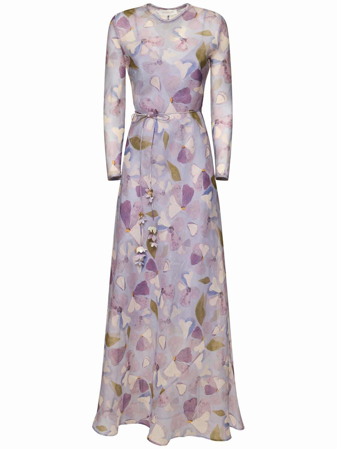 ZIMMERMANN Dawning Linen & Silk Long Sheath Dress Zimmermann