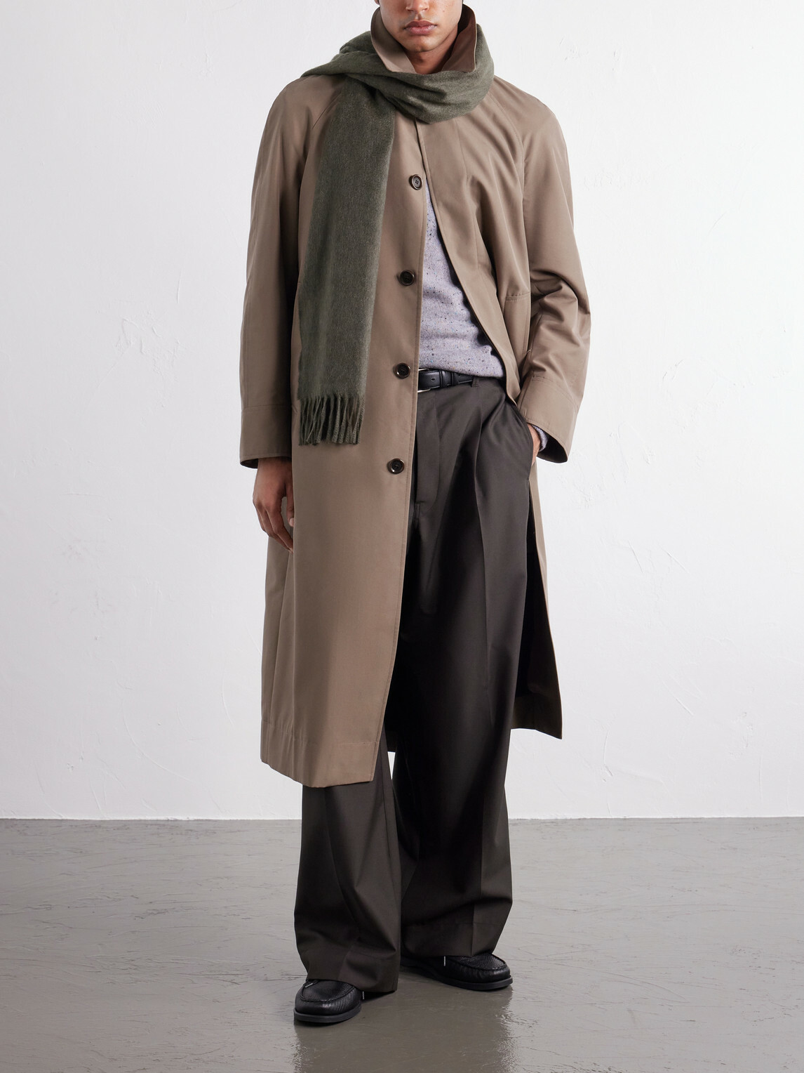 Begg & Co - Arran Solid Fringed Brushed-Cashmere Scarf - Green