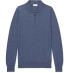 Brioni - Wool Half-Zip Polo Shirt - Men - Blue