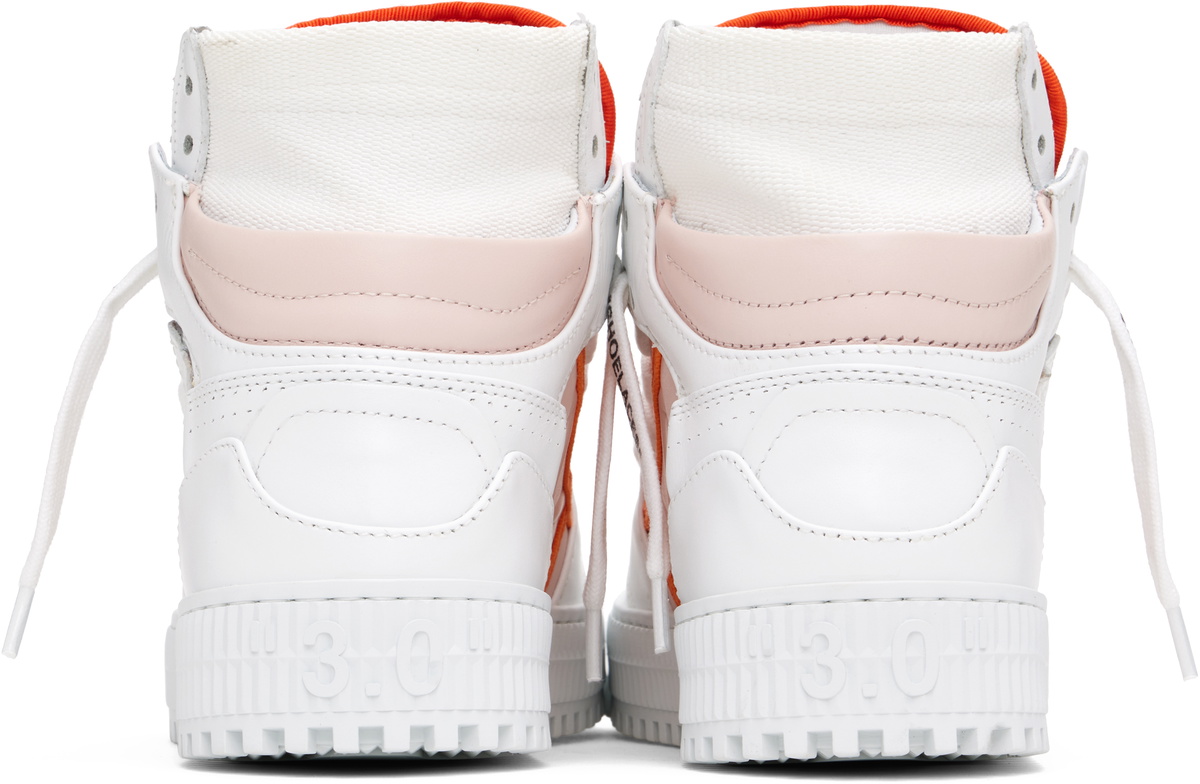 Off-White White & Orange 3.0 Off Court Calf Leather Sneakers 