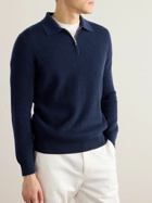 Brunello Cucinelli - Ribbed Cashmere Half-Zip Sweater - Blue