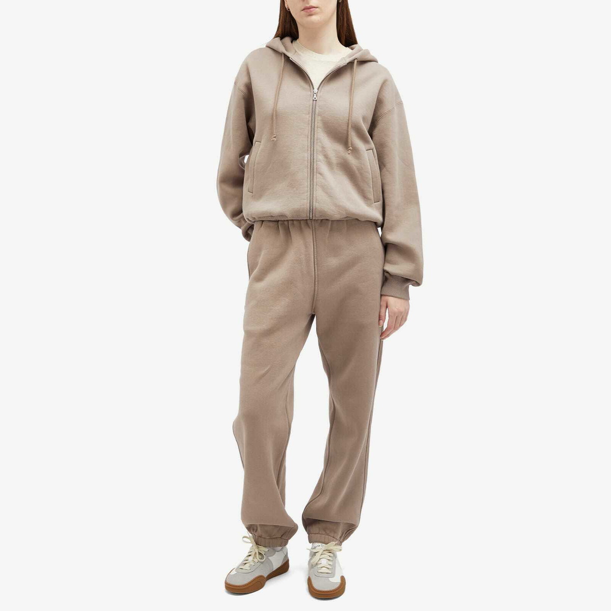 Auralee Women's Smooth Soft Sweat Zip Parka Jacket in Olive Brown