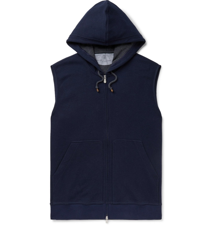 Photo: Brunello Cucinelli - Slim-Fit Cotton-Blend Jersey Hooded Gilet - Unknown