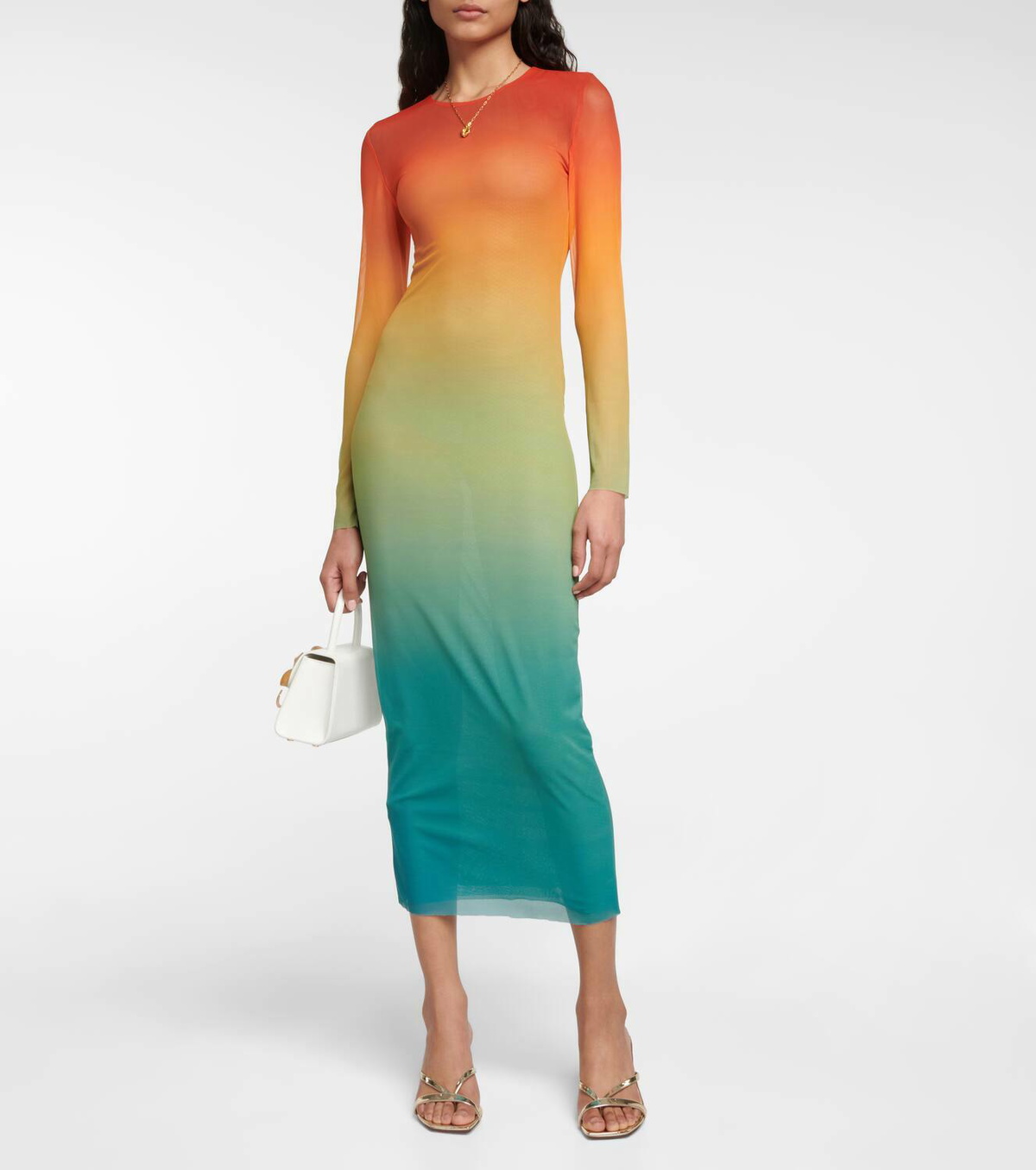 Self-Portrait Ombr mesh midi dress Self-Portrait