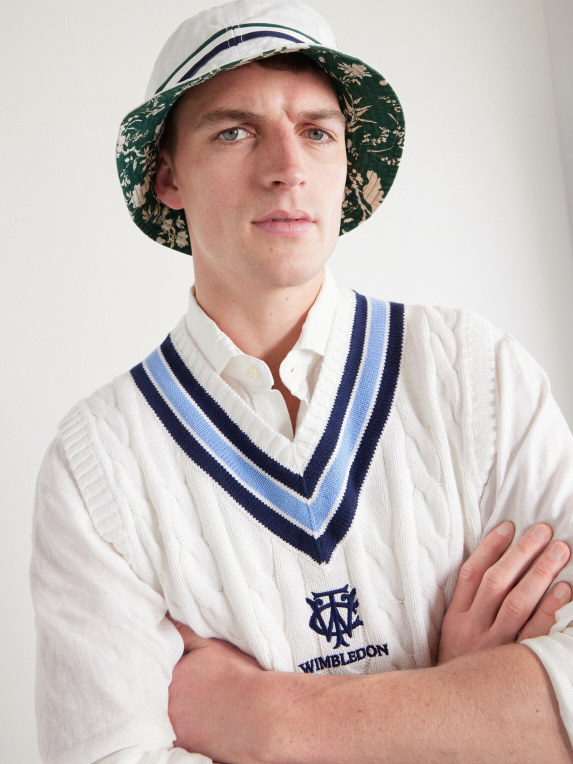 Polo Ralph Lauren - Wimbledon Logo-Embroidered Reversible Cotton-Twill Bucket Hat - White
