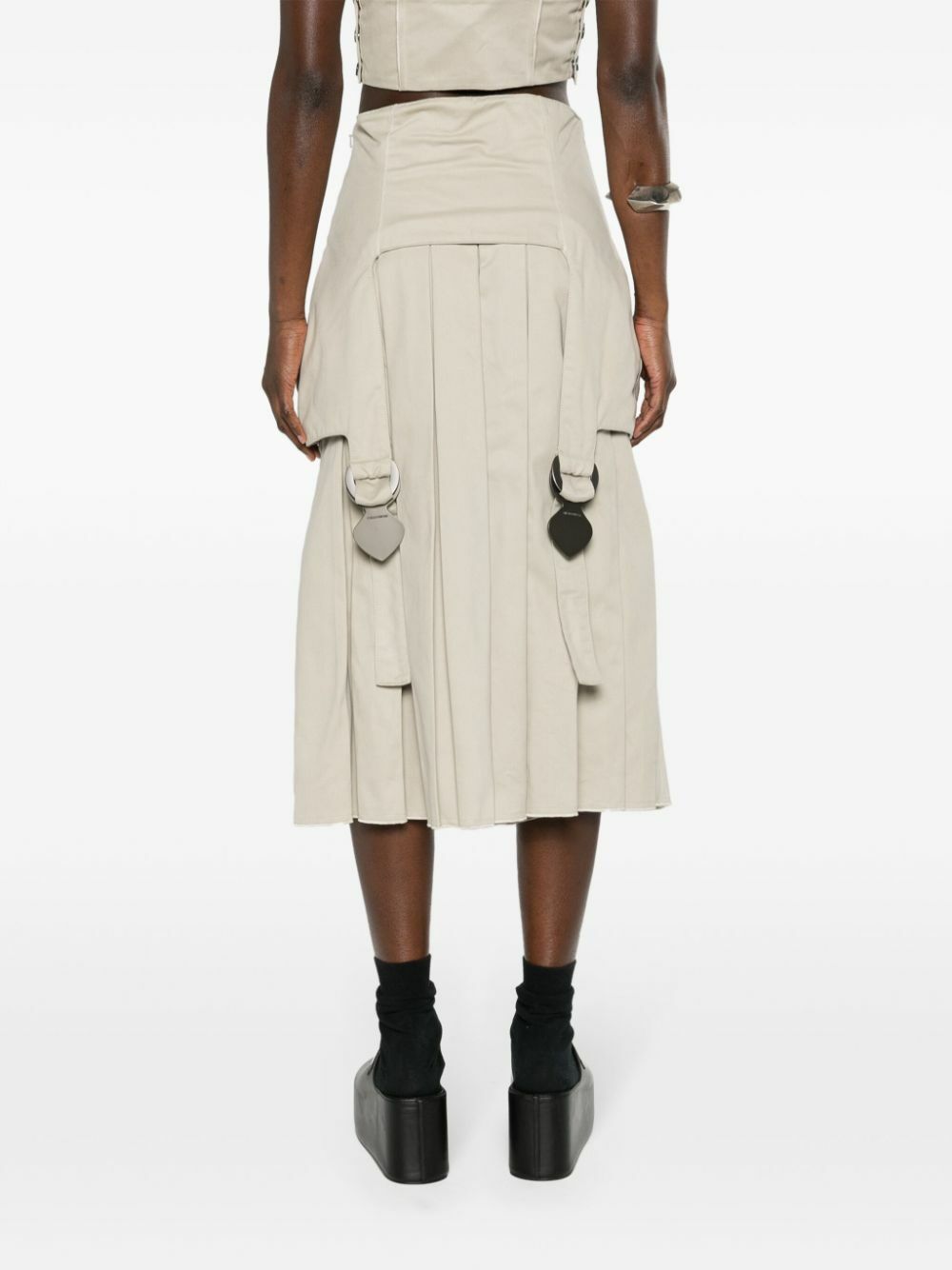 Sinead O'Dwyer Neutral Pleated Wide-Leg Trousers
