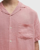 Portuguese Flannel Linen camp collar pink Mens Shortsleefe
