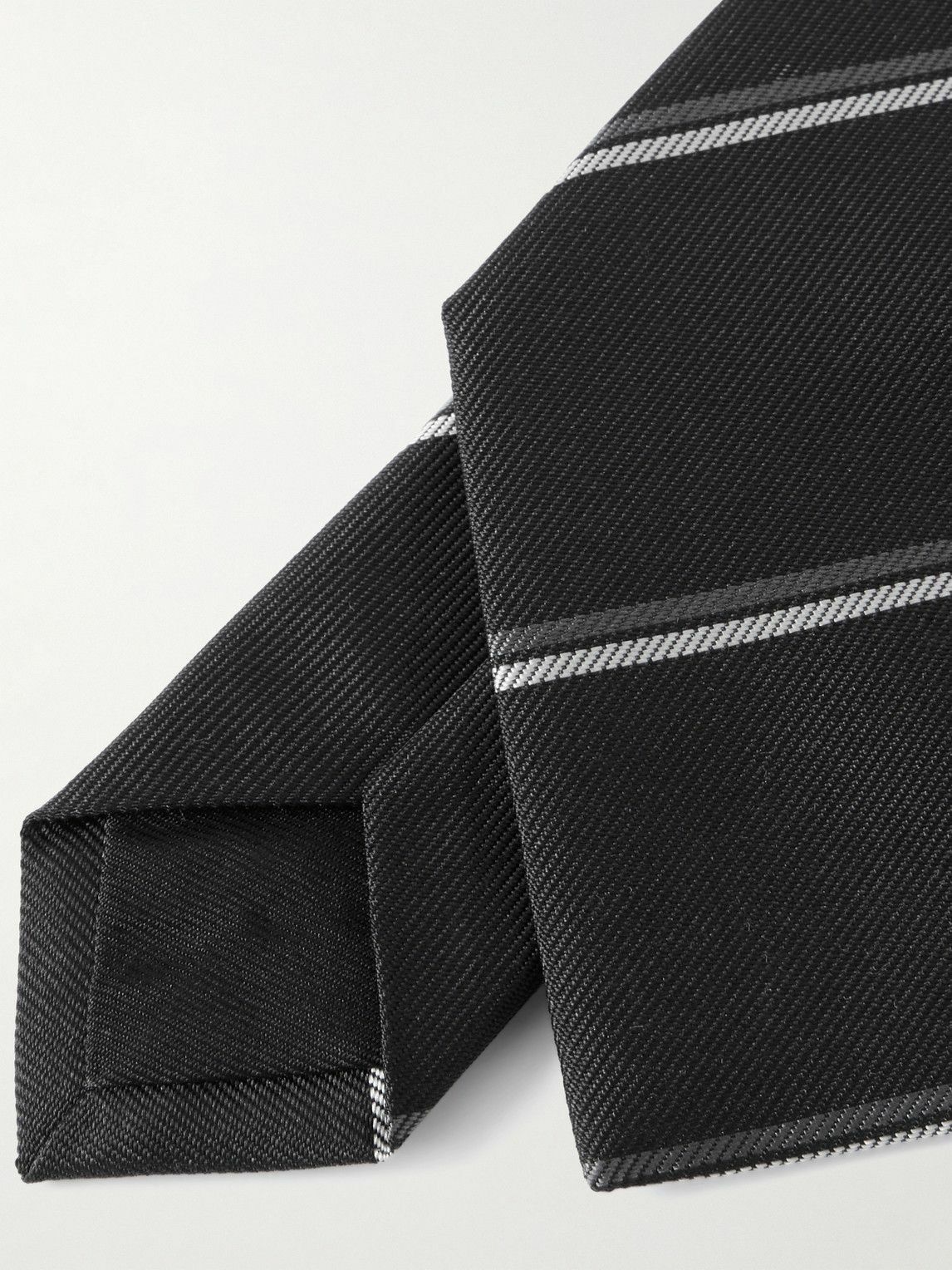 SAINT LAURENT - 8cm Striped Silk-Twill Tie - Black