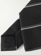 SAINT LAURENT - 8cm Striped Silk-Twill Tie - Black