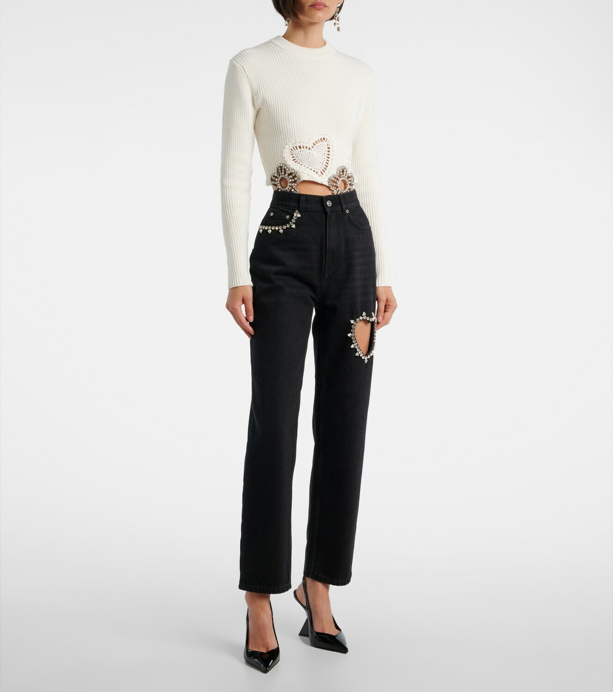 Area Crystal-embellished straight jeans
