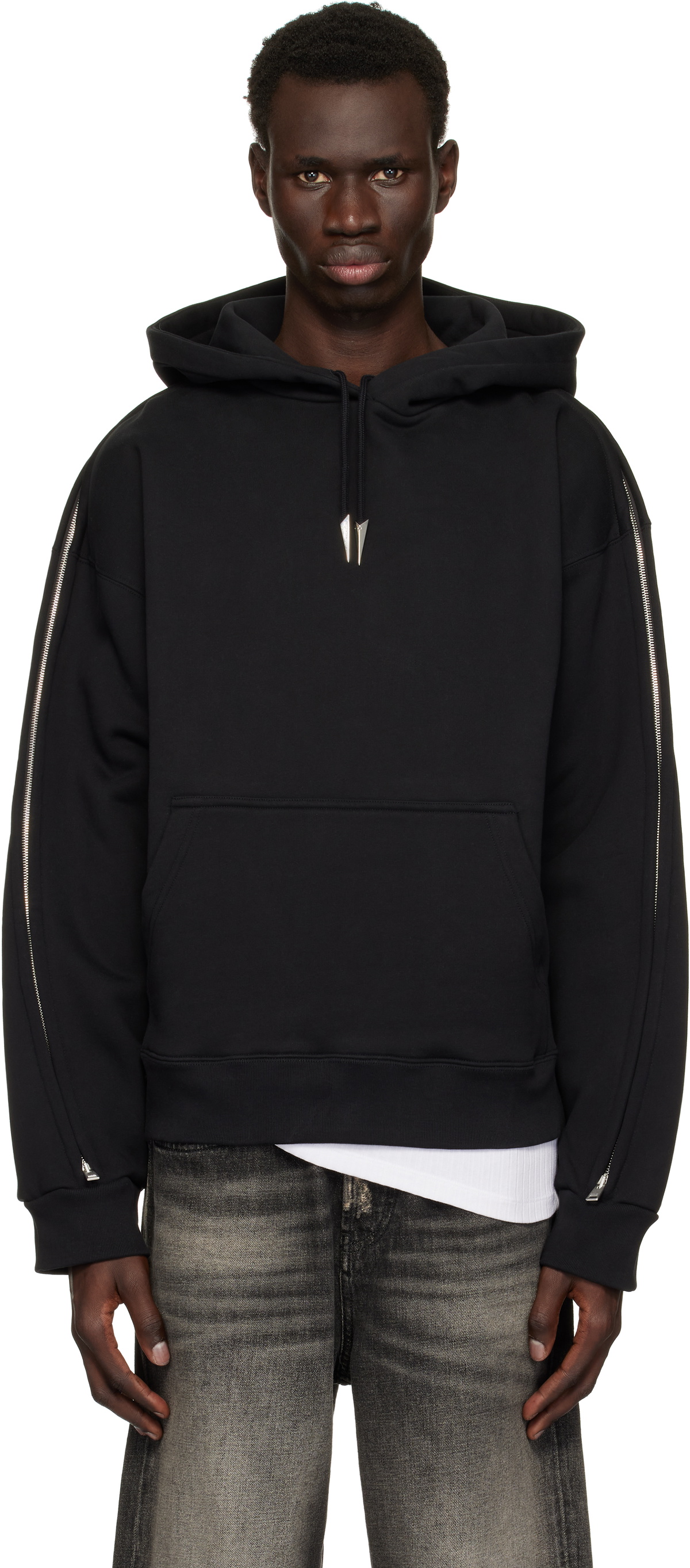Mugler Black Spiral Cropped Hoodie Mugler