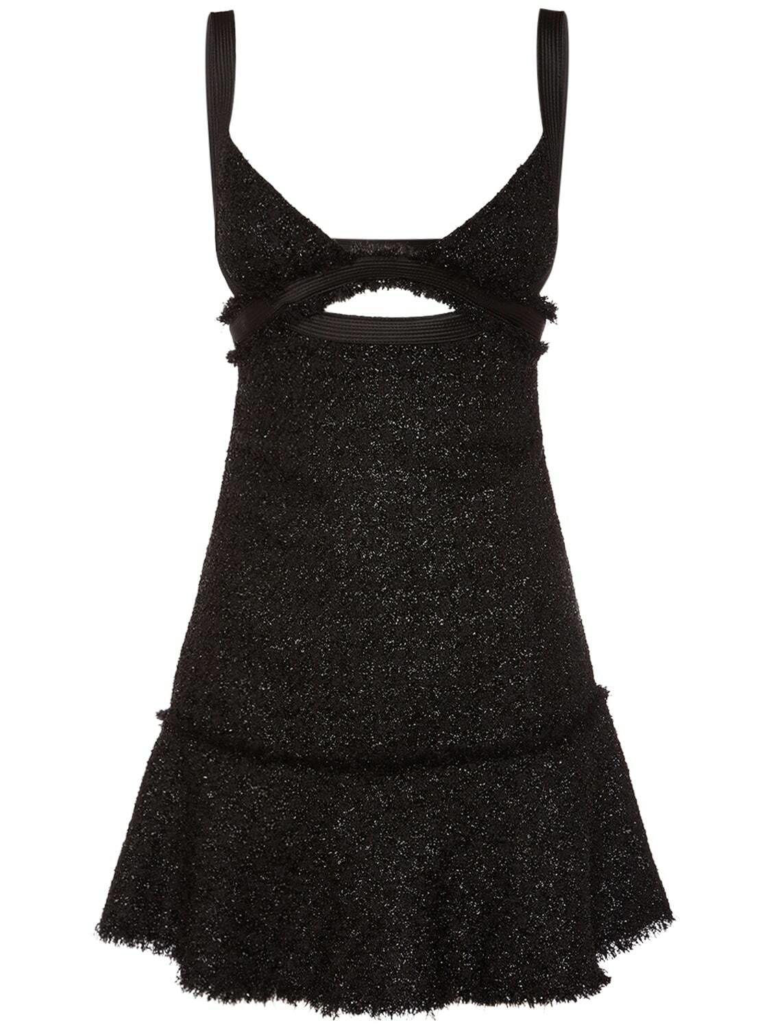VERSACE - Lurex Tweed Cutout Mini Dress Versace