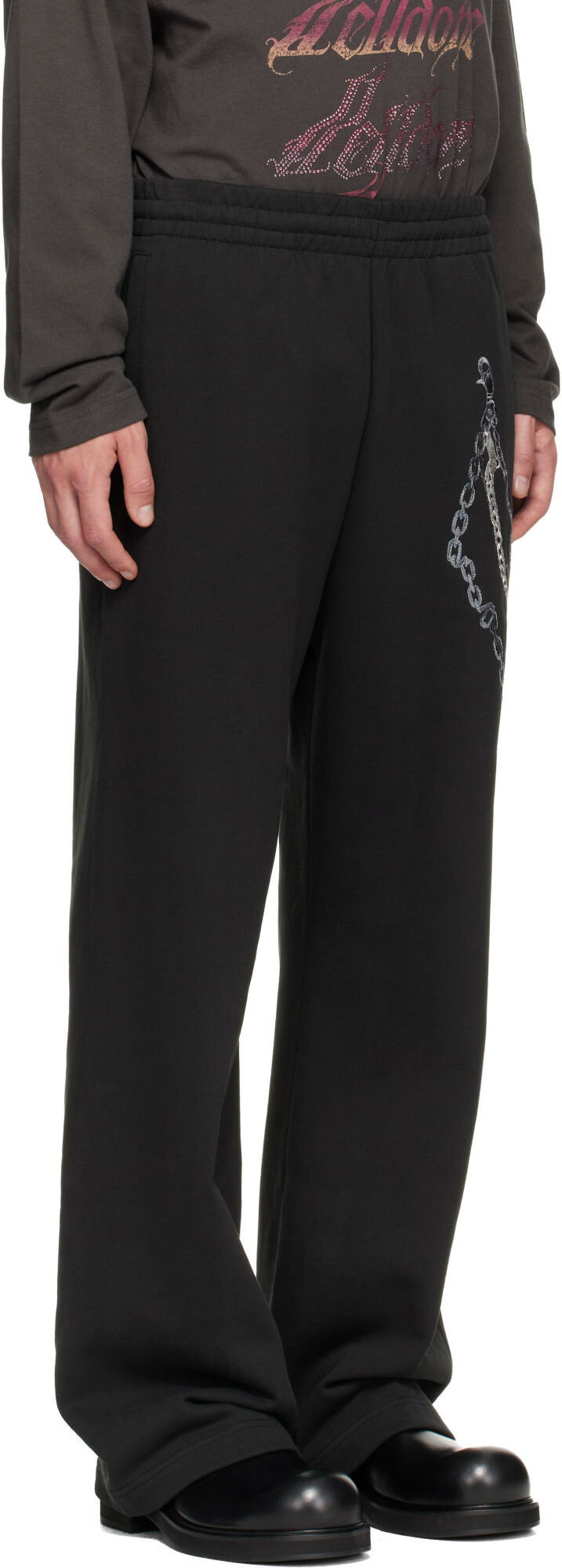 We11done Black Chain Embroidered Sweatpants