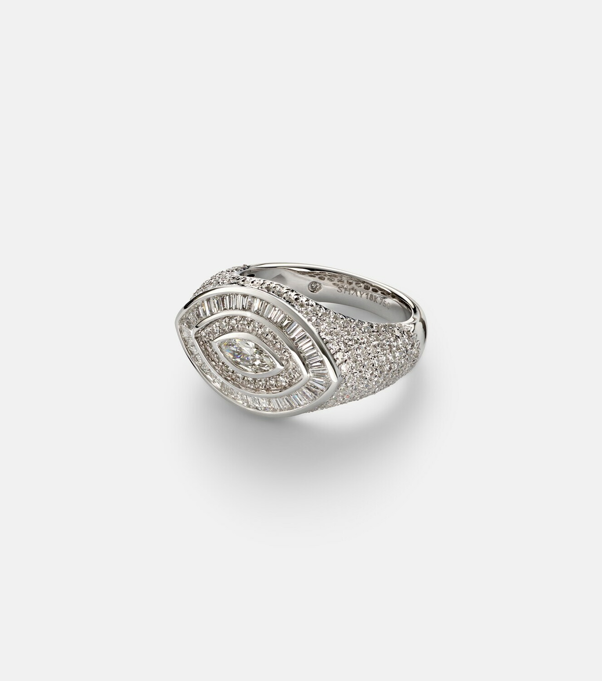 Shay Jewelry 18kt white gold (750/1000) pinky ring with diamonds