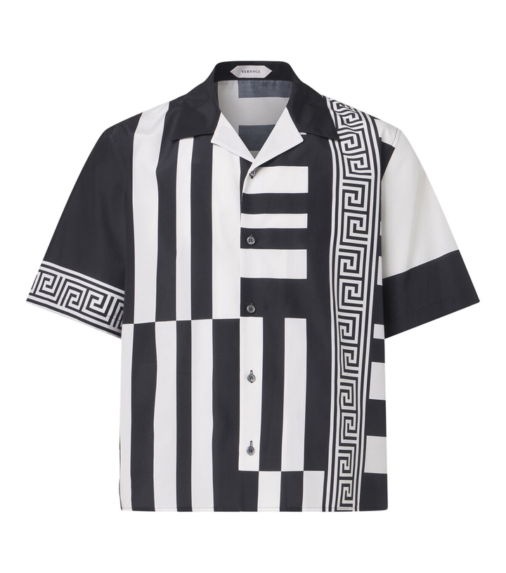Photo: Versace Printed cotton and silk bowling shirt