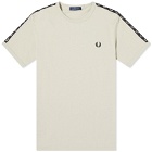 Fred Perry Men's Contrast Tape Ringer T-Shirt in Light Oyster/Black