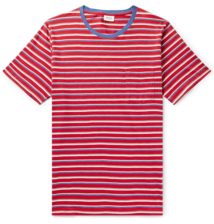 Photo: Hartford - Striped Cotton-Jersey T-Shirt - Red