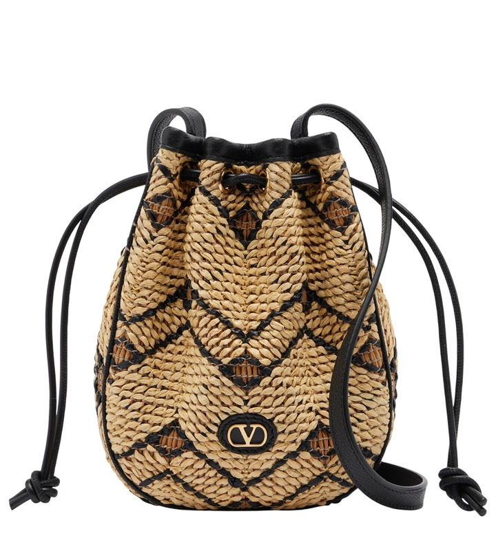 Photo: Valentino Garavani VLogo Mini raffia bucket bag