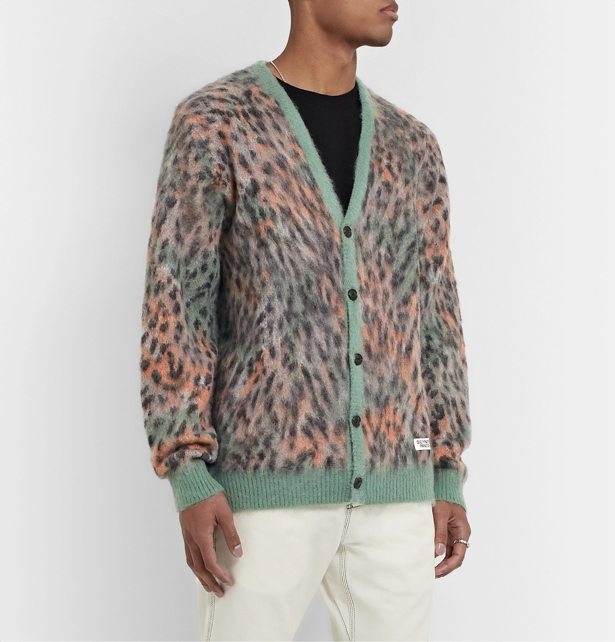 Wacko Maria - Leopard-Jacquard Mohair-Blend Cardigan - Green Wacko