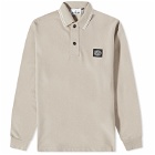 Stone Island Men's Long Sleeve Patch Polo Shirt in Dove Grey