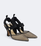 Fendi Colibrì embellished mesh and suede pumps