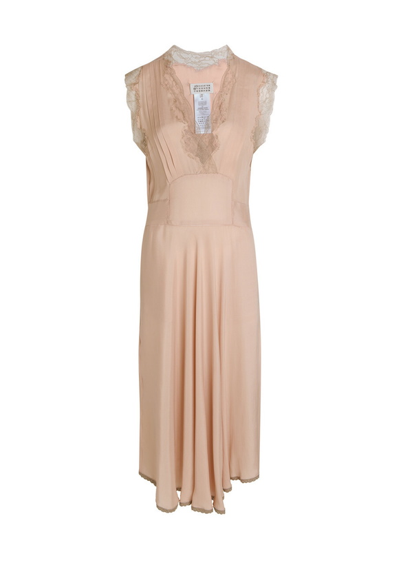 Photo: Maison Margiela Lace-trim Satin-silk Midi Dress Light Pink