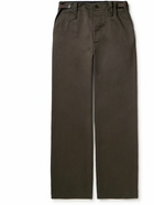 Burberry - Wide-Leg Cotton-Twill Trousers - Brown