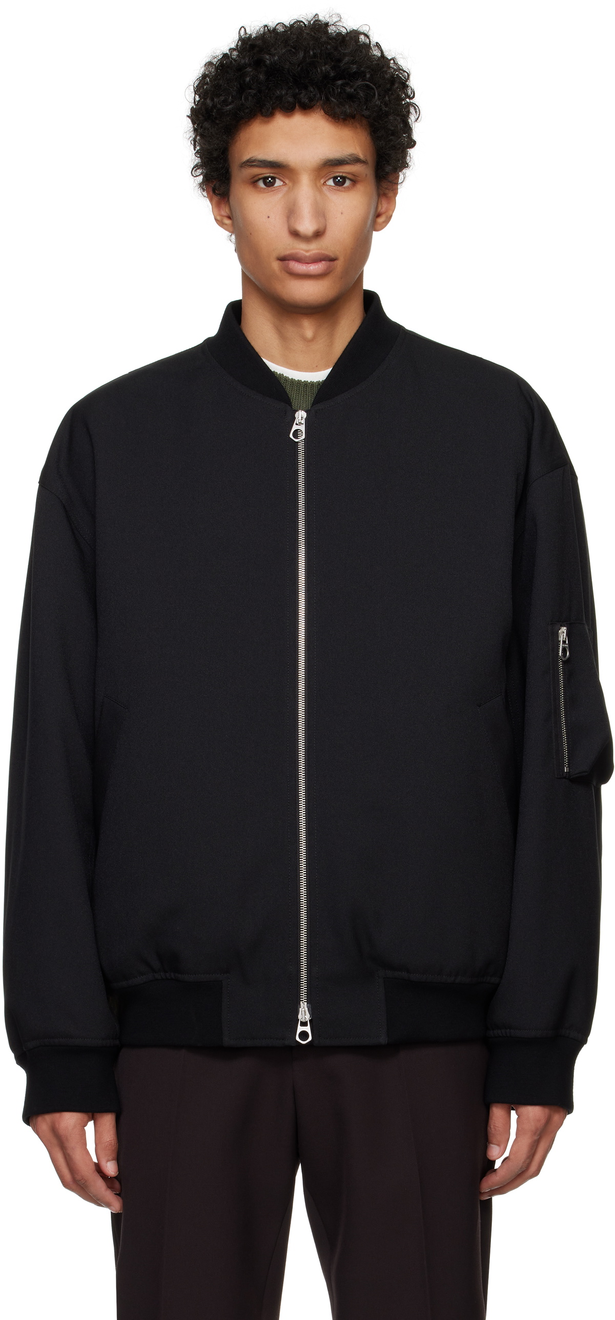 Jil Sander Black Padded Bomber Jacket Jil Sander
